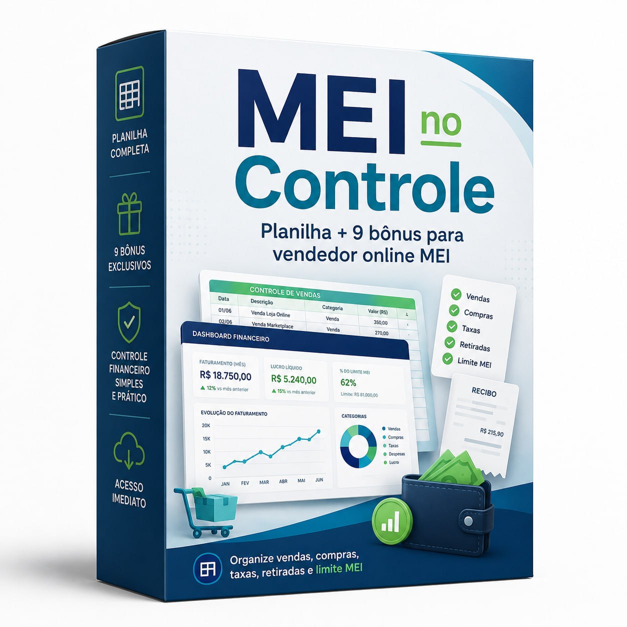 Mockup principal da planilha MEI no Controle